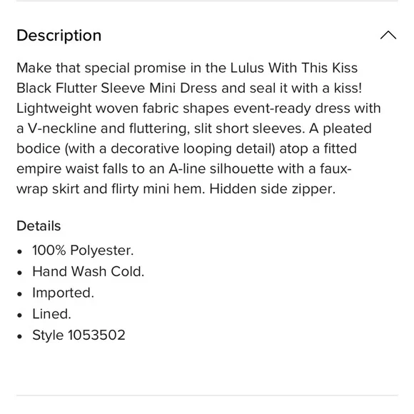 Lulu’s with this kiss black flutter sleeve mini dress - Picture 10 of 10